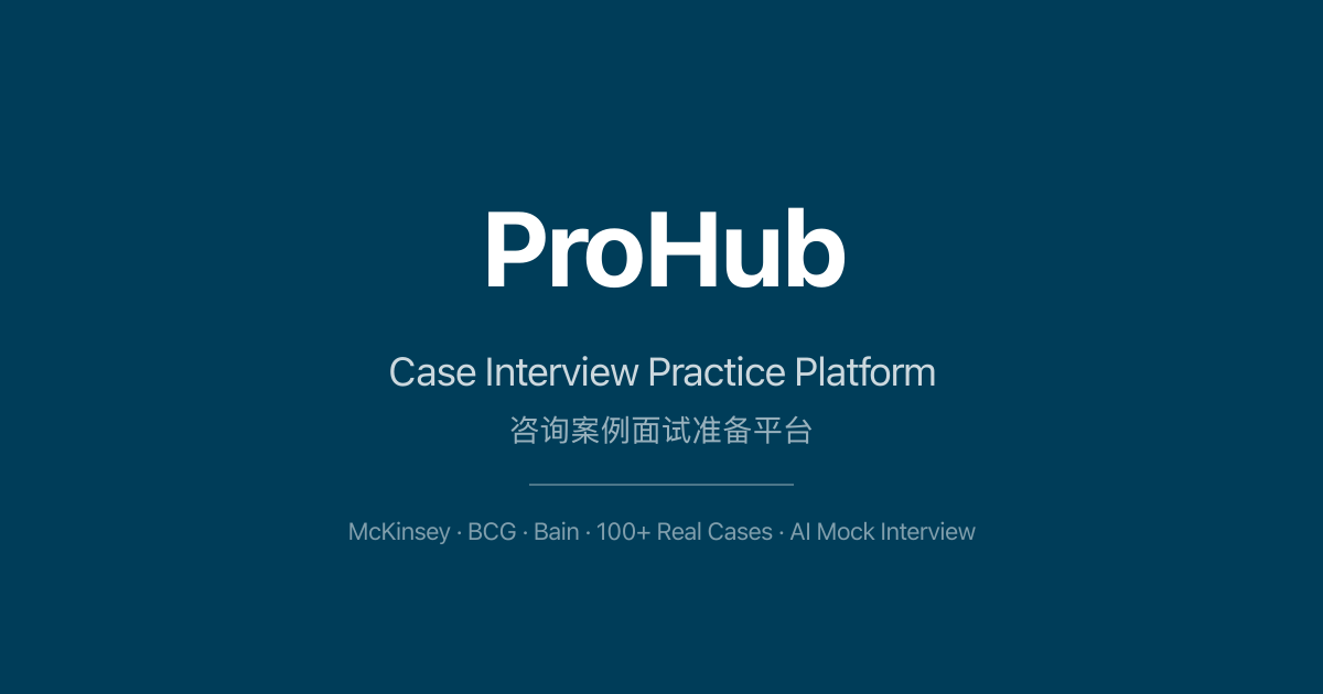 ProHub - 案例面试练习平台 | 835+ MBB 咨询真题 + AI 模拟面试